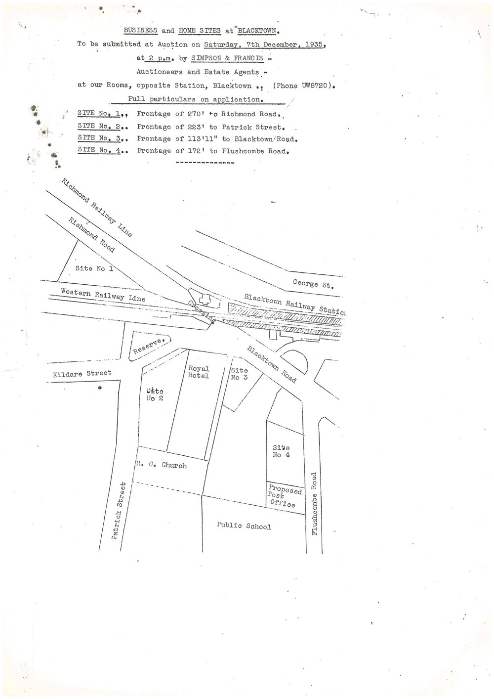 Auction of Business and Home Sites at Blacktown, 1935