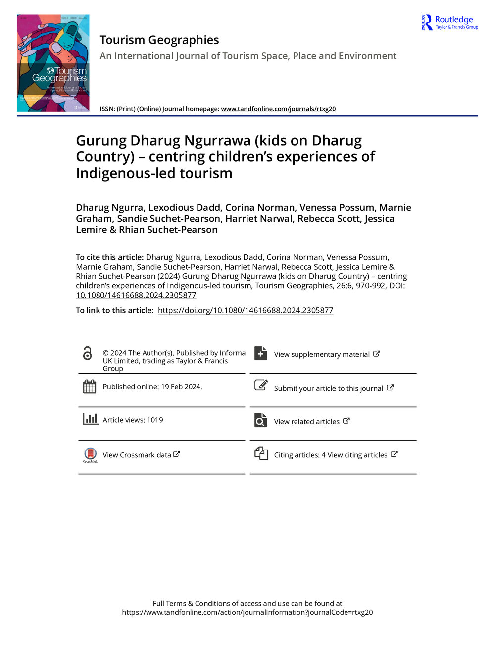 Gurung Dharug Ngurrawa (kids on Dharug Country) - Centring Children's Experiences of Indigenous-led Tourism, 2024