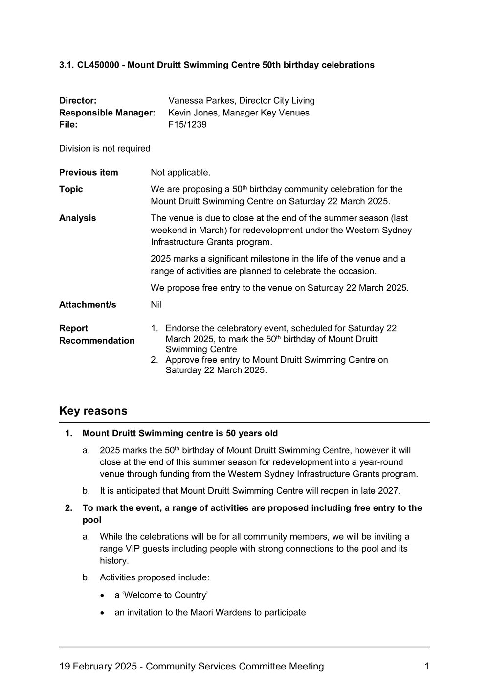 Mount Druitt Swimming Centre 50th Birthday Celebrations, 2025