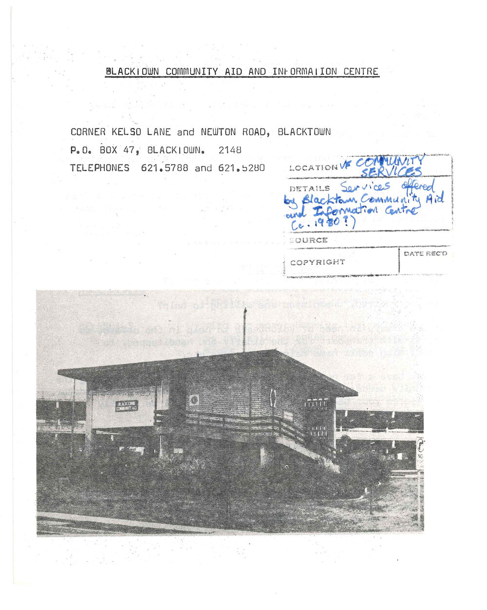Blacktown Community Aid and Information Centre, c1980