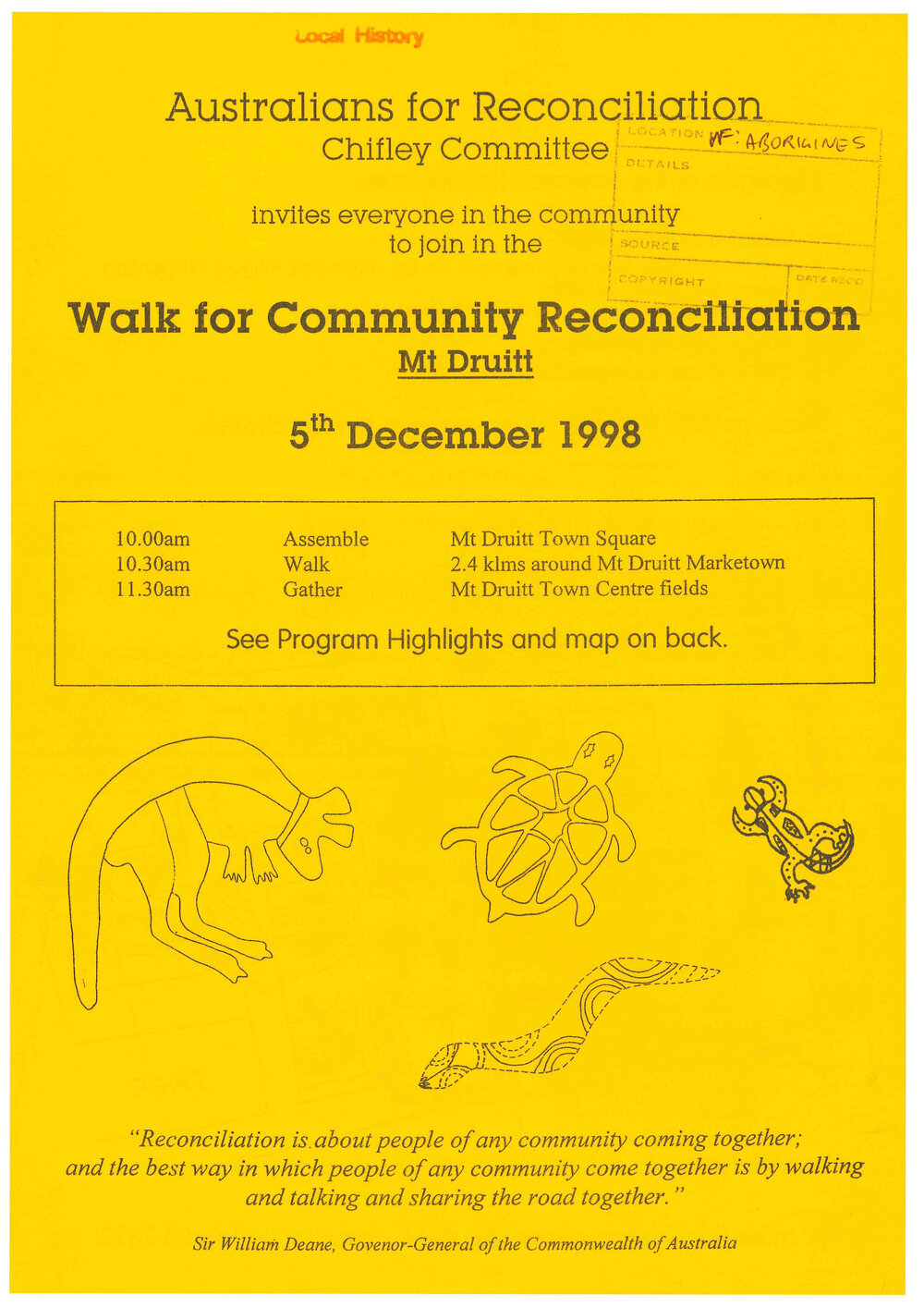 Australians For Reconciliation, Chifley Committee Walk, Mount Druitt, 1998