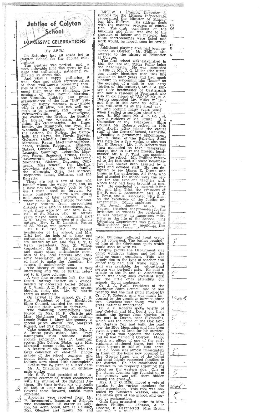 Jubilee of Colyton Public School, 1948 