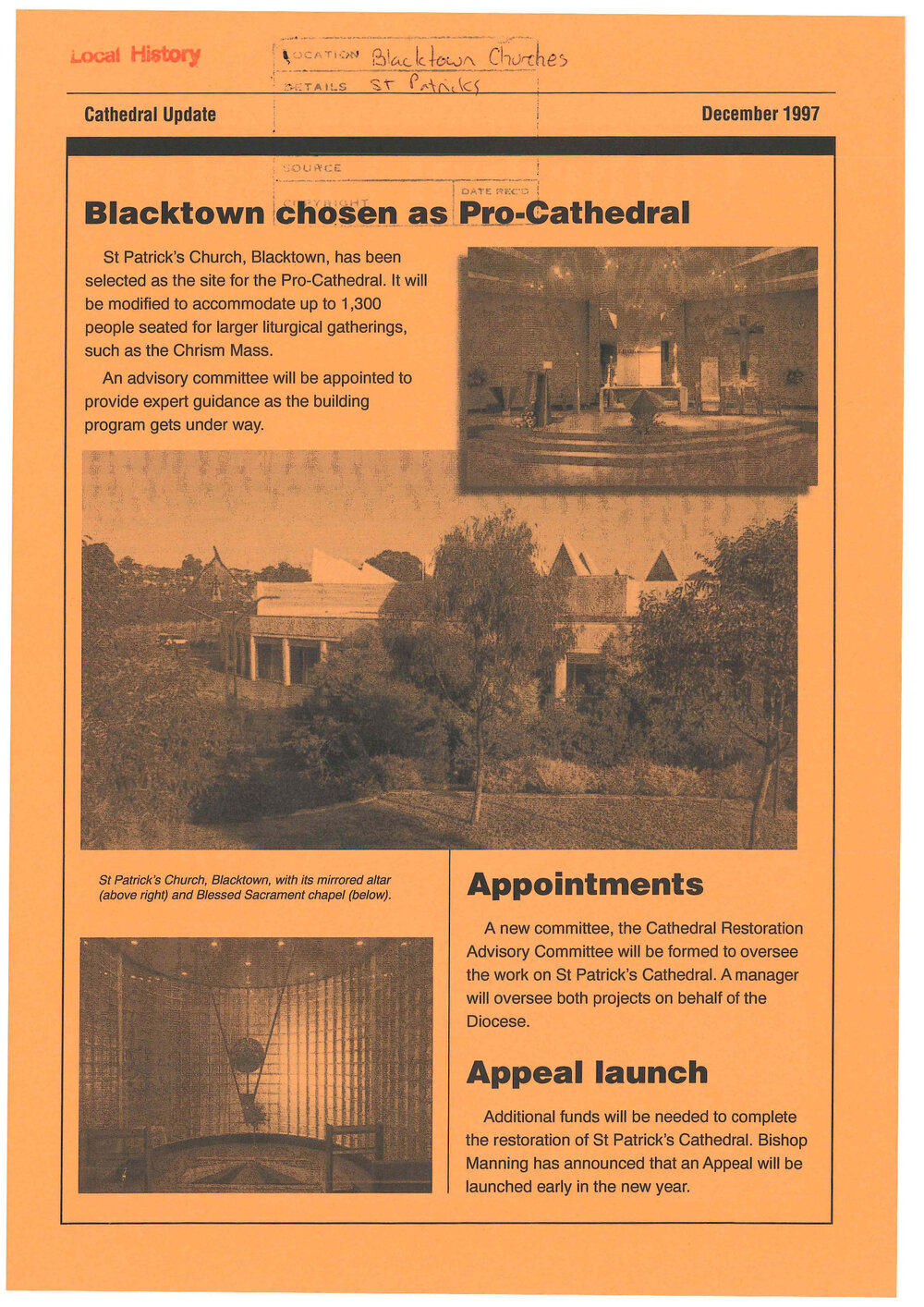 St Patrick's Church Blacktown Pro-Catherdral 1997