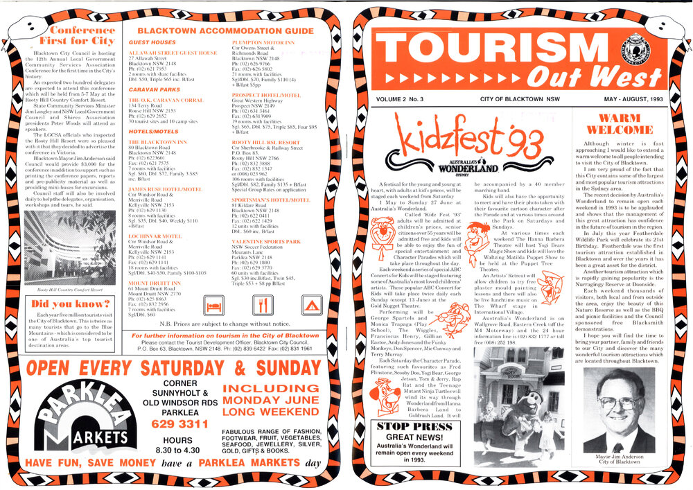 Tourism Out West Newsletter, 1993