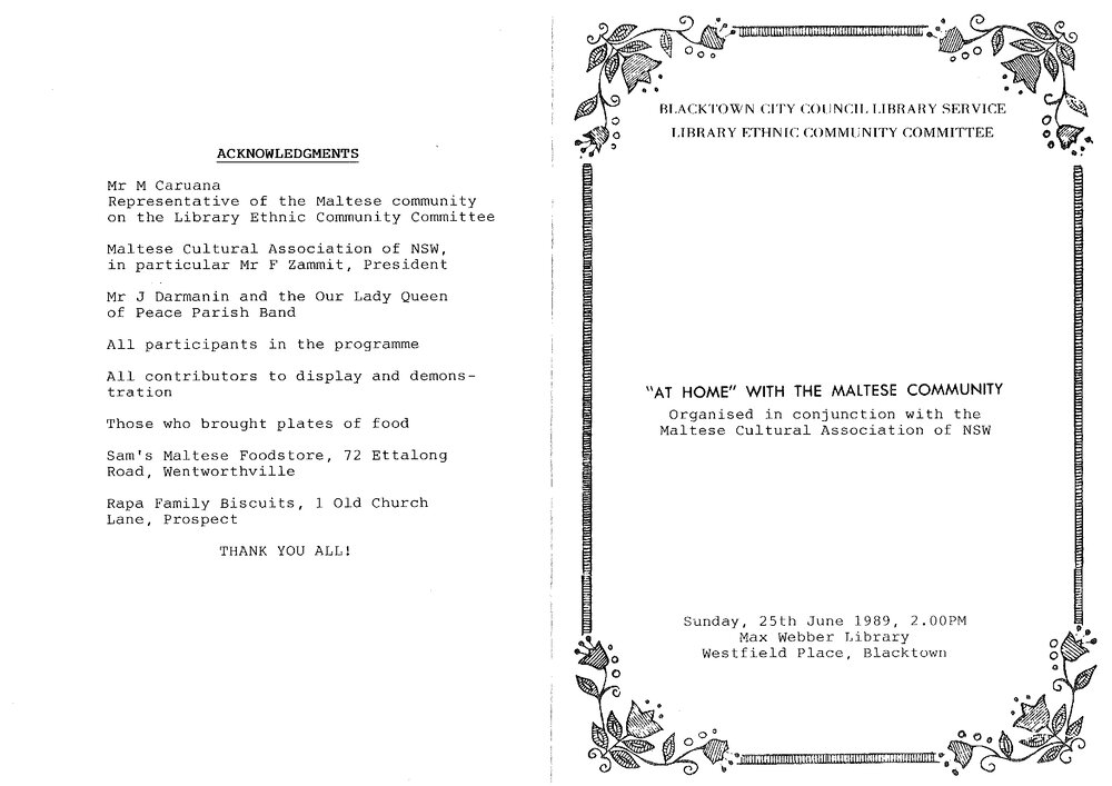 At Home with the Maltese Community Program, 1989