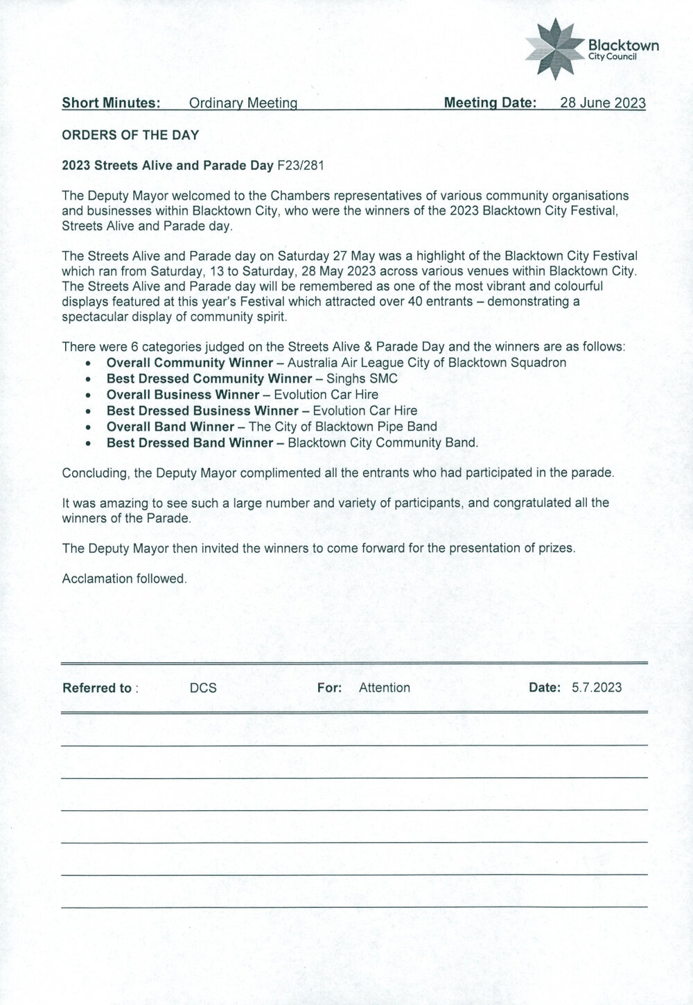 2023 Streets Alive and Parade Winners