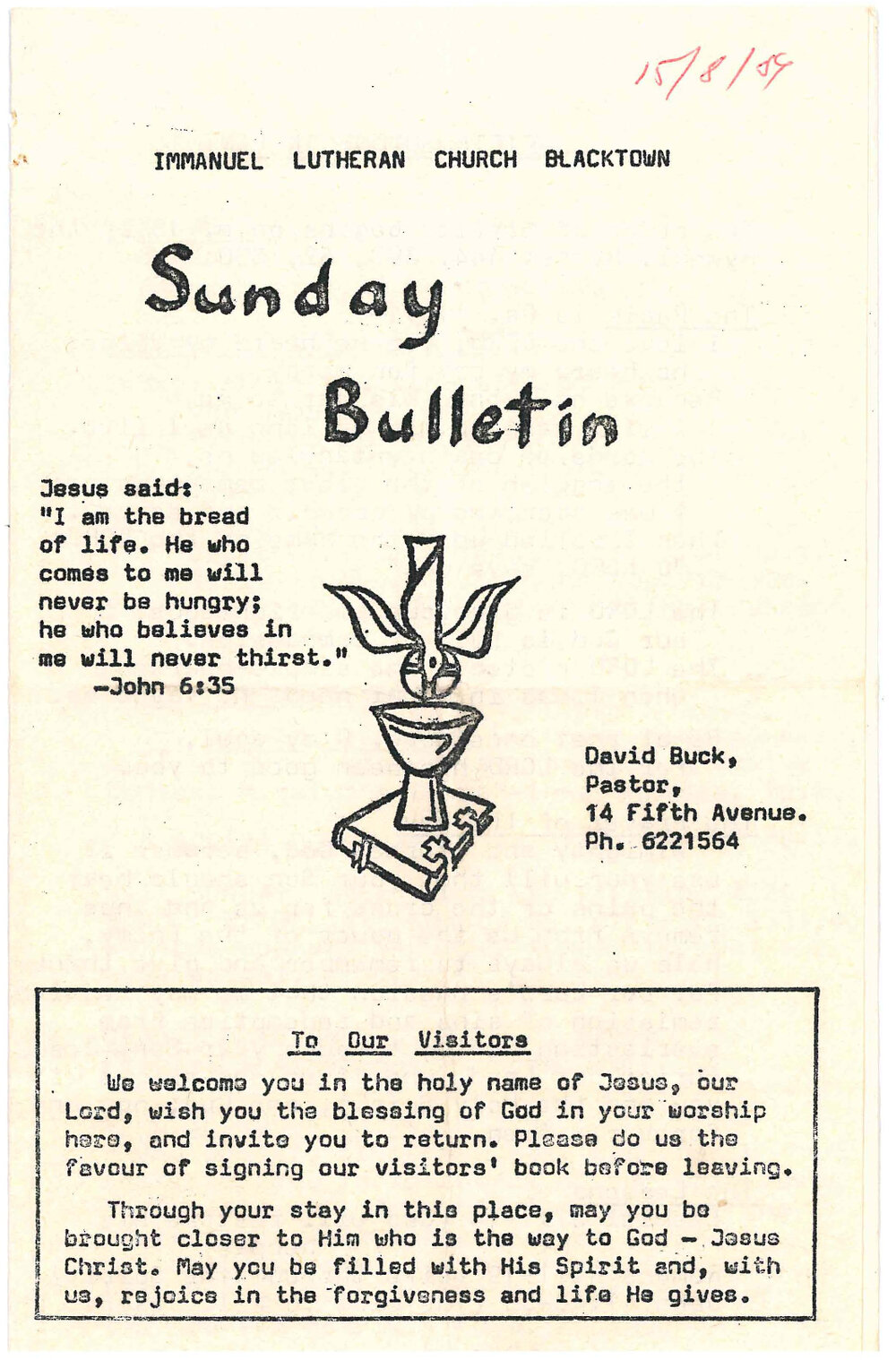 Immanuel Lutheran Church, Blacktown  - Sunday Bulletin