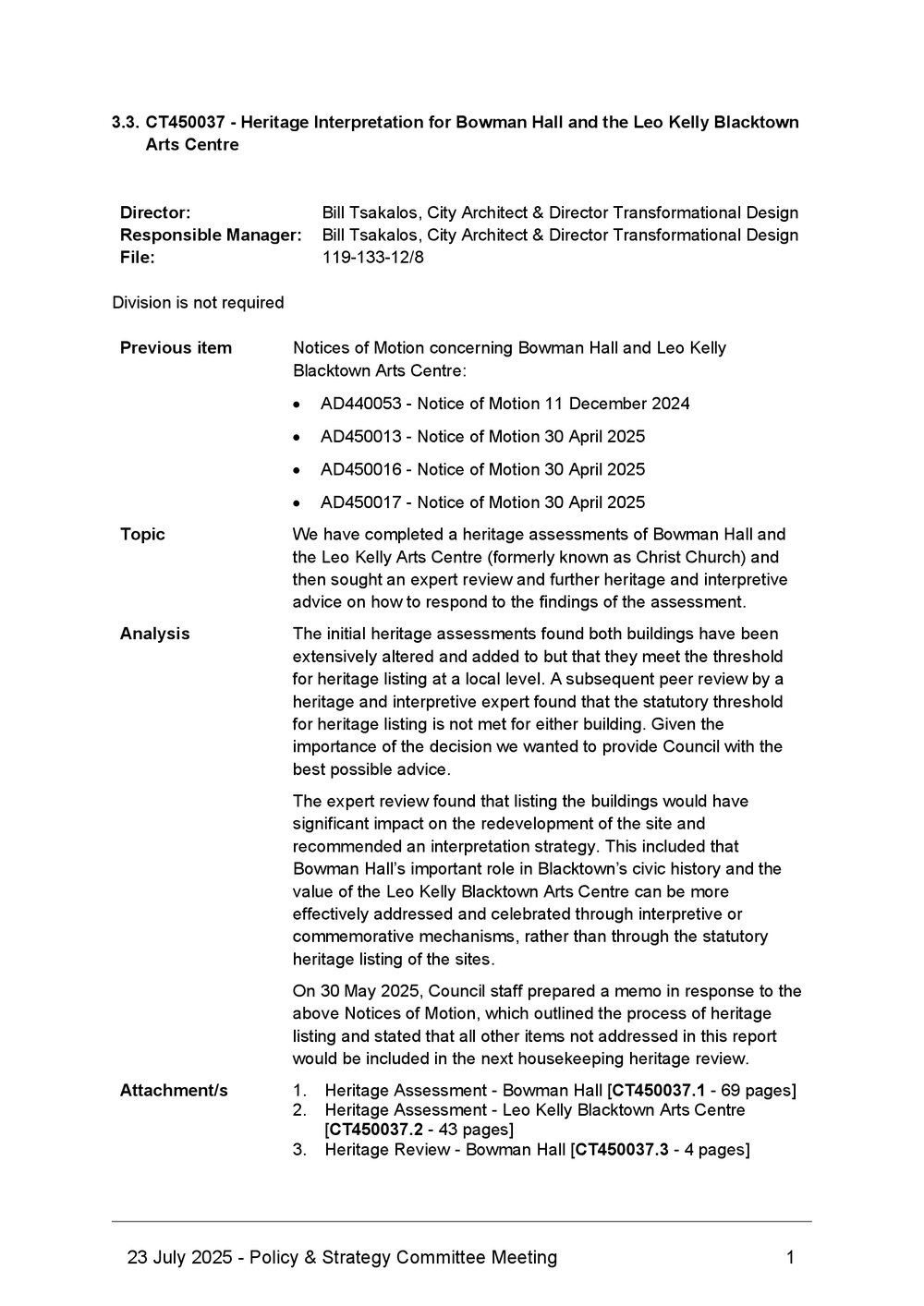 Heritage Interpretation for Bowman Hall &amp; Leo Kelly Arts Centre, Blacktown