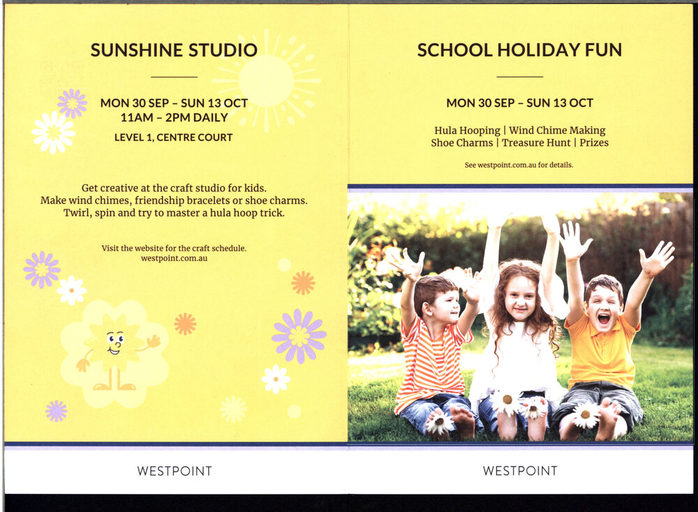 Westpoint spring school holiday Sunshine Studio, 2024
