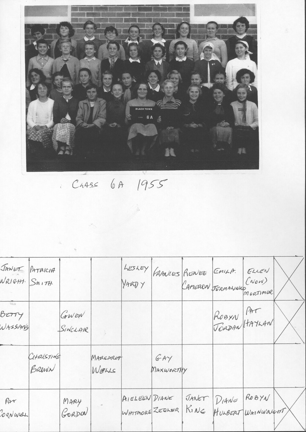 Blacktown Public School, 1955 Class 6A Girls