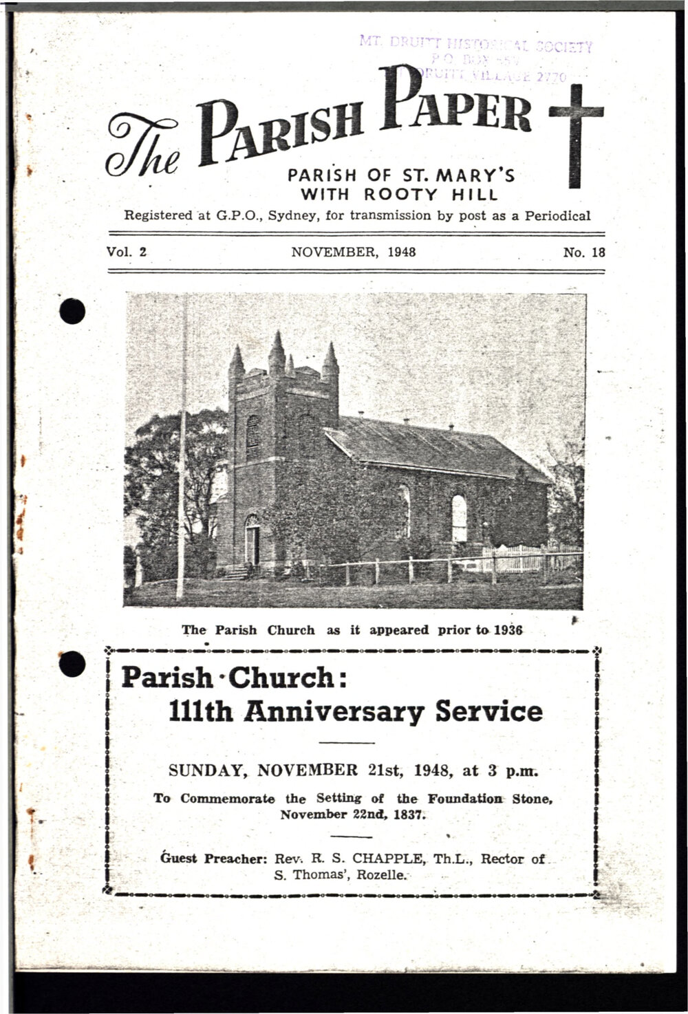 The Parish Paper St Marys Rooty Hill parish, Nov 1948