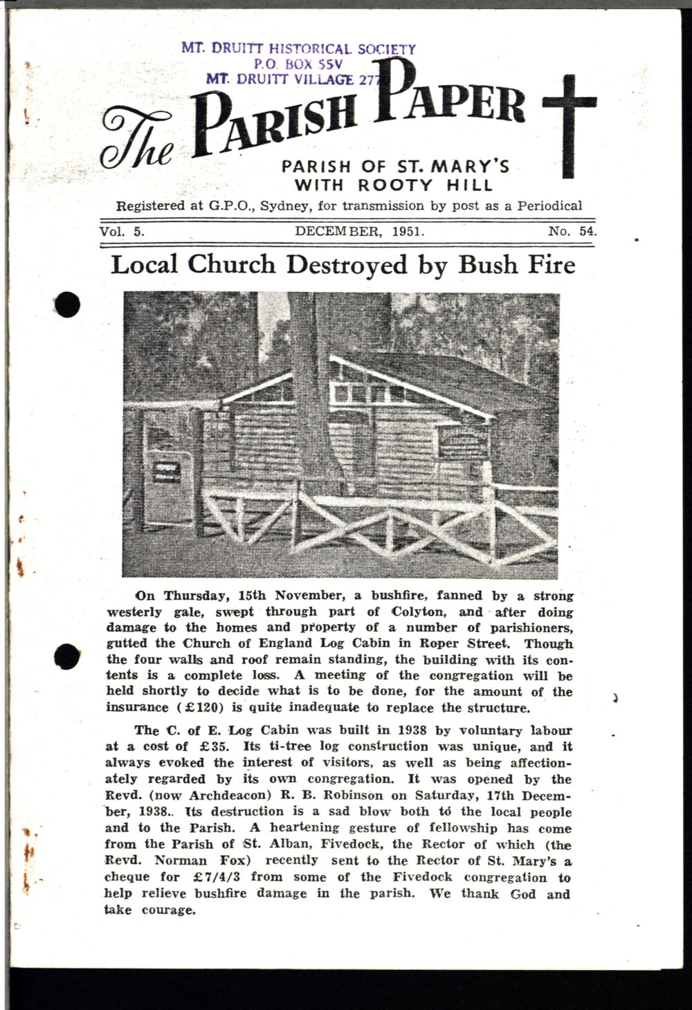 The Parish Paper St Marys Rooty Hill parish Dec 1951