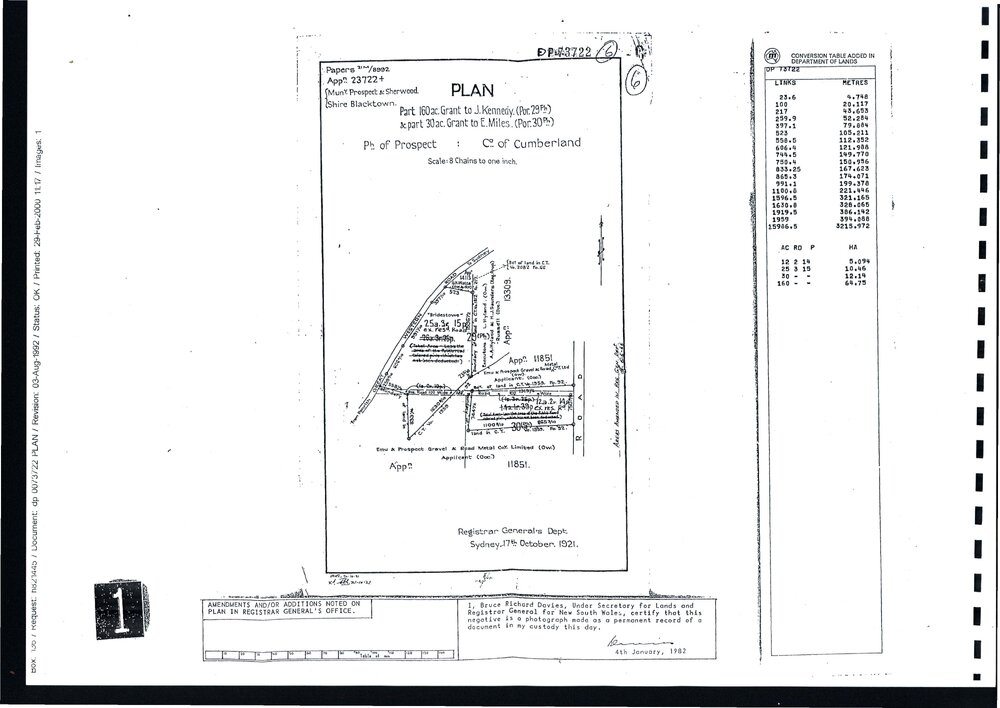 Prospect plan comprising Kennedy and Miles land grants