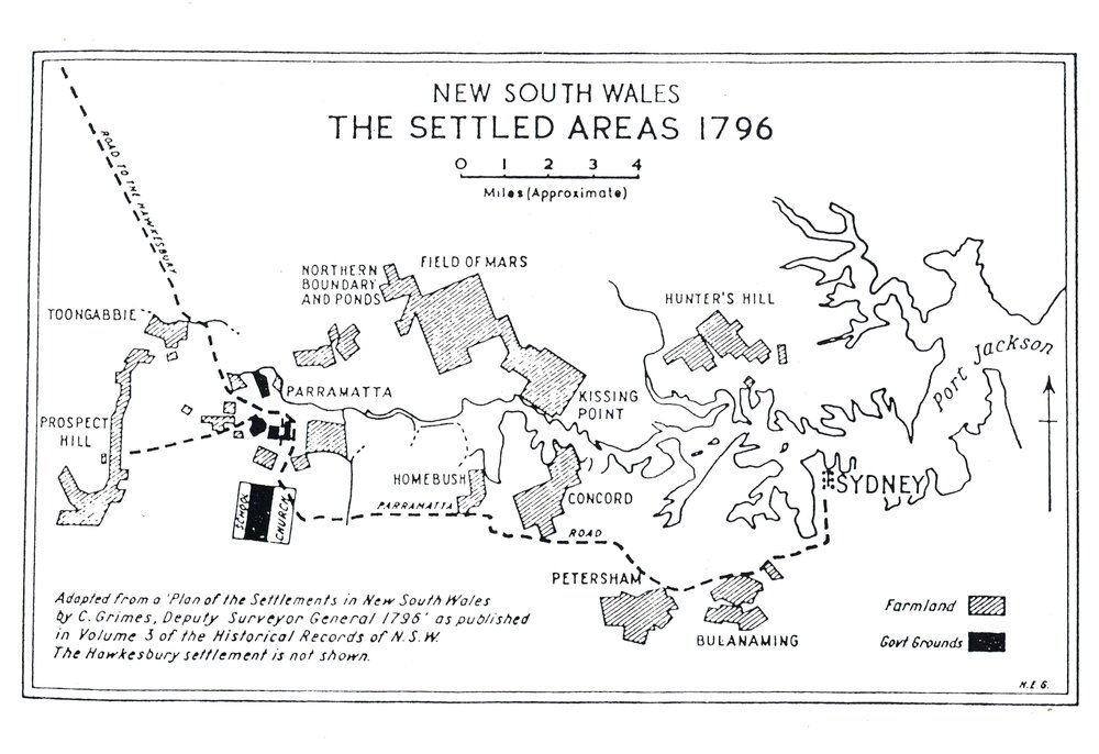 Early colonial map of New South Wales