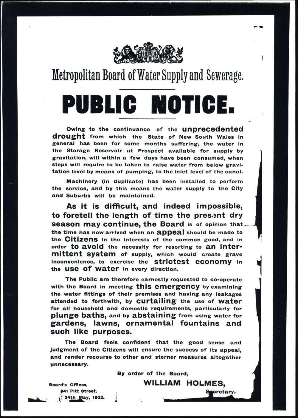 Public notice, Prospect Reservoir