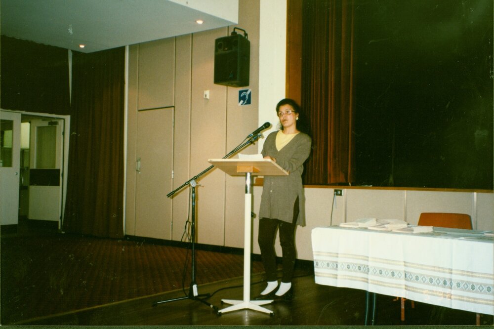 Performer at Croatian literature afternoon, Bowman Hall