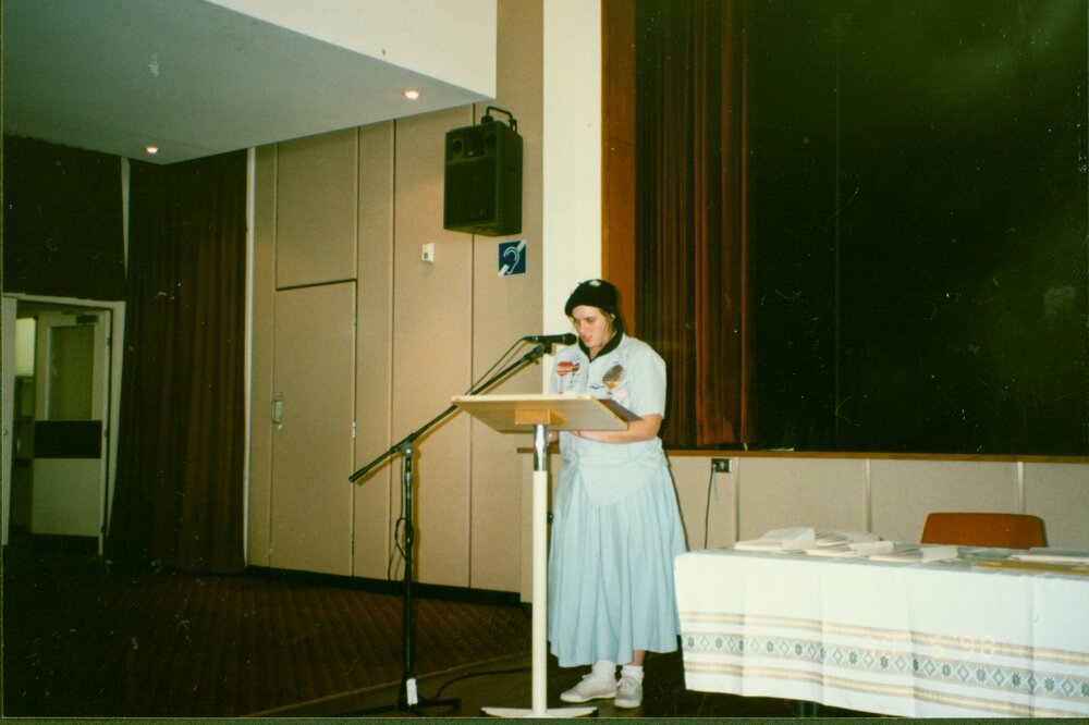 Performer at Croatian literature afternoon, Bowman Hall