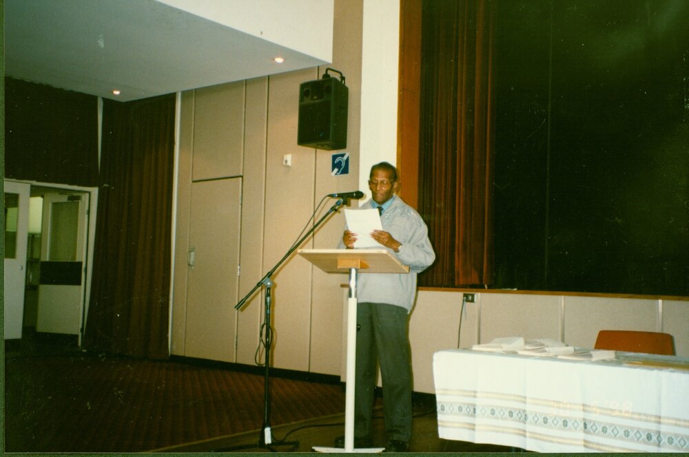 Performer at Croatian literature afternoon, Bowman Hall