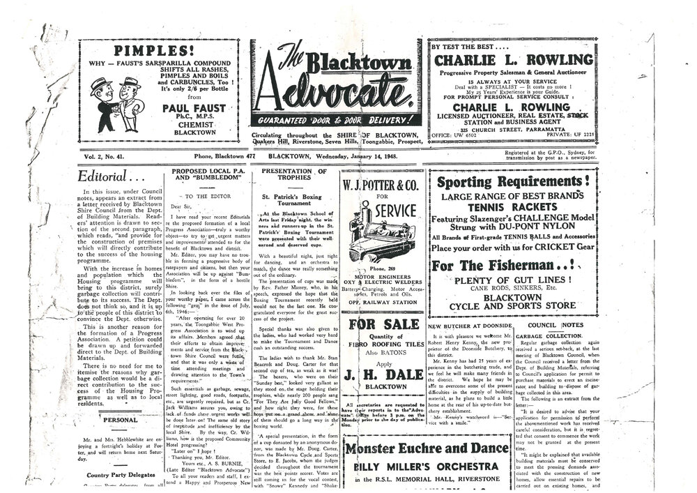 The Blacktown Advocate, 14 Jan 1948