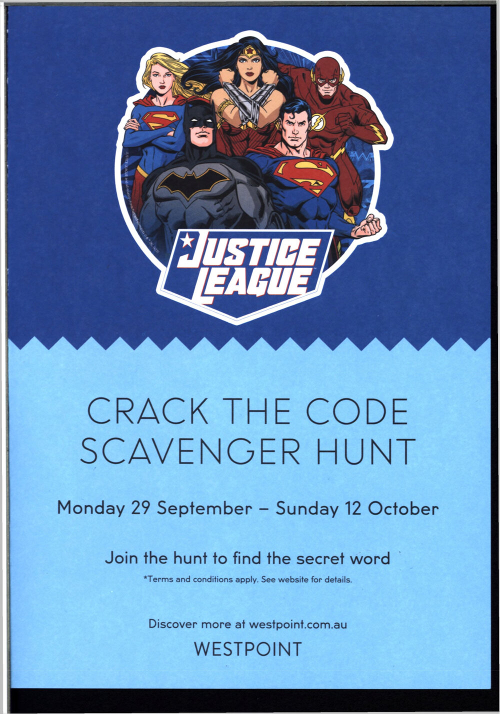 Westpoint spring school holidays Justice League scavenger hunt, 2025