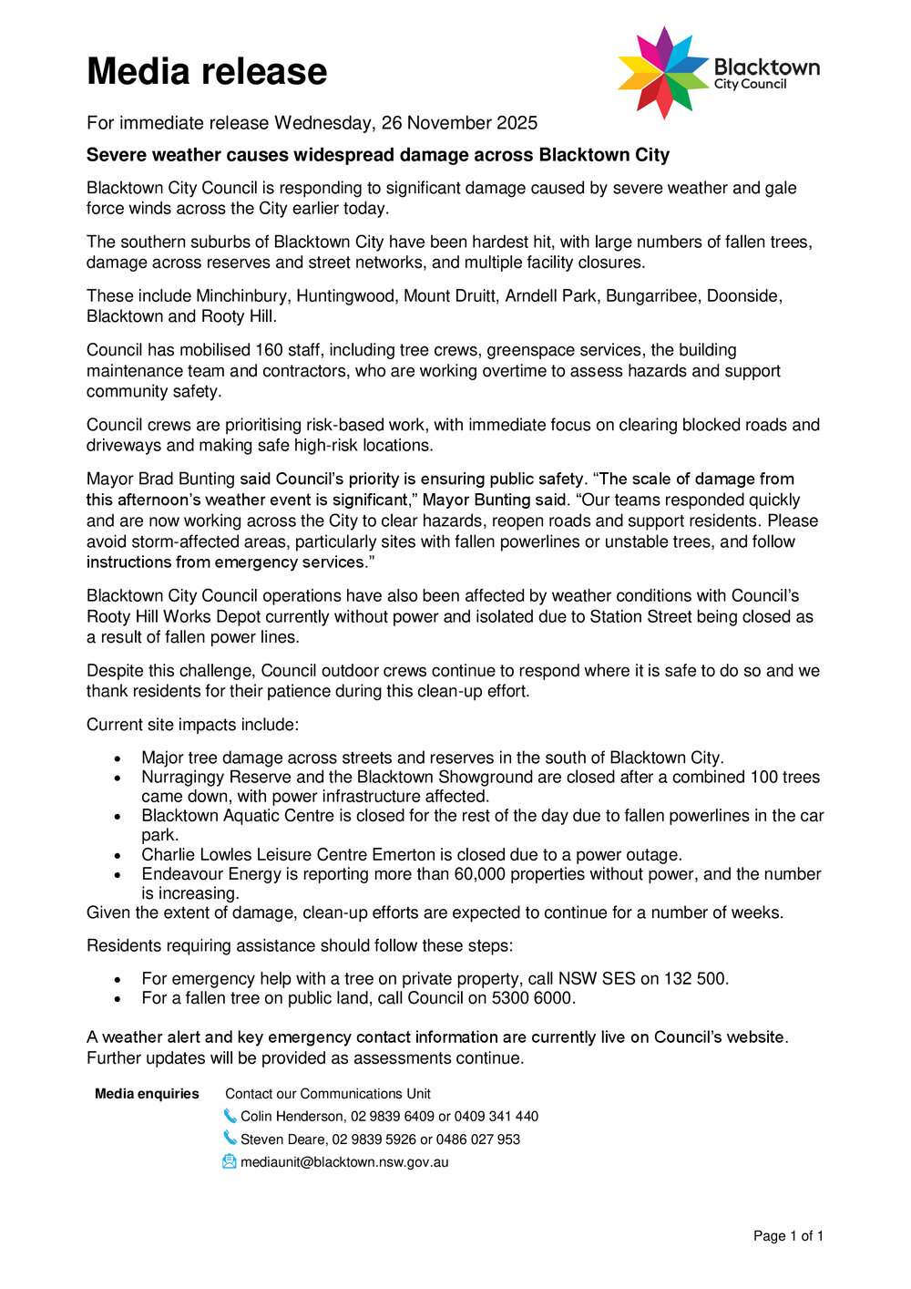 Severe weather causes widespread damage across Blacktown City, 2025