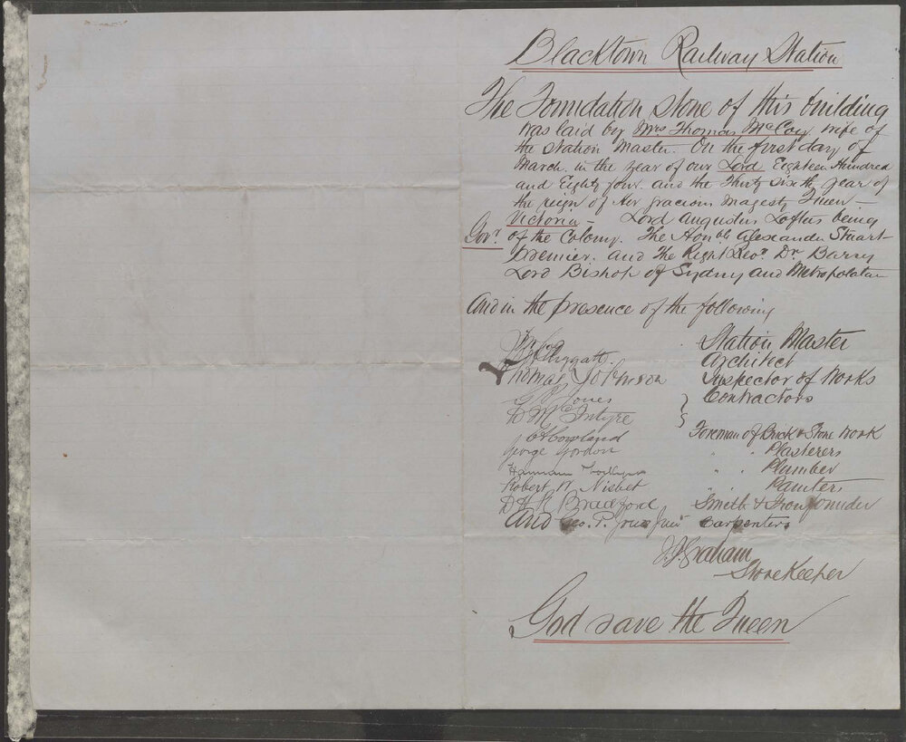 Blacktown railway station foundation attendance, 1884