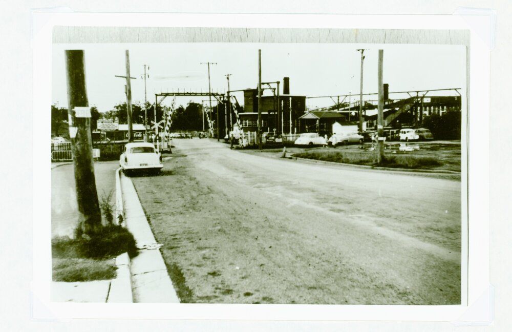 Seven Hills railway crossing looking north, 1960