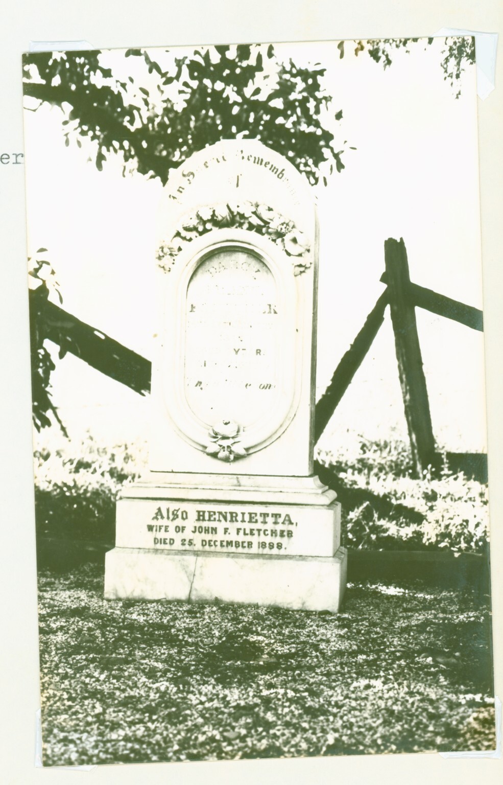 Frank Fletcher and Henrietta grave, Pearce Cemetery, c1978