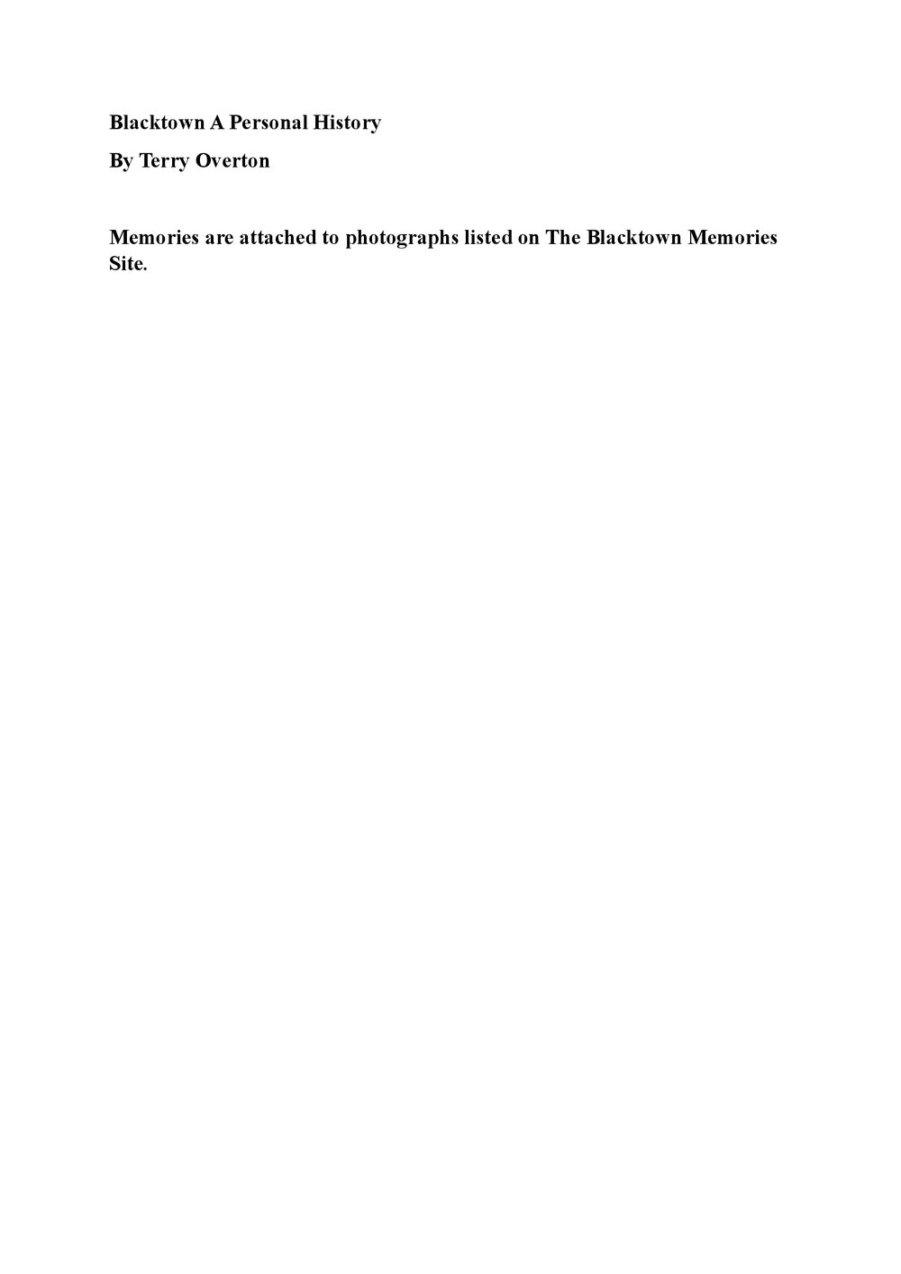 Blacktown a personal history by Terry Overton, 2026