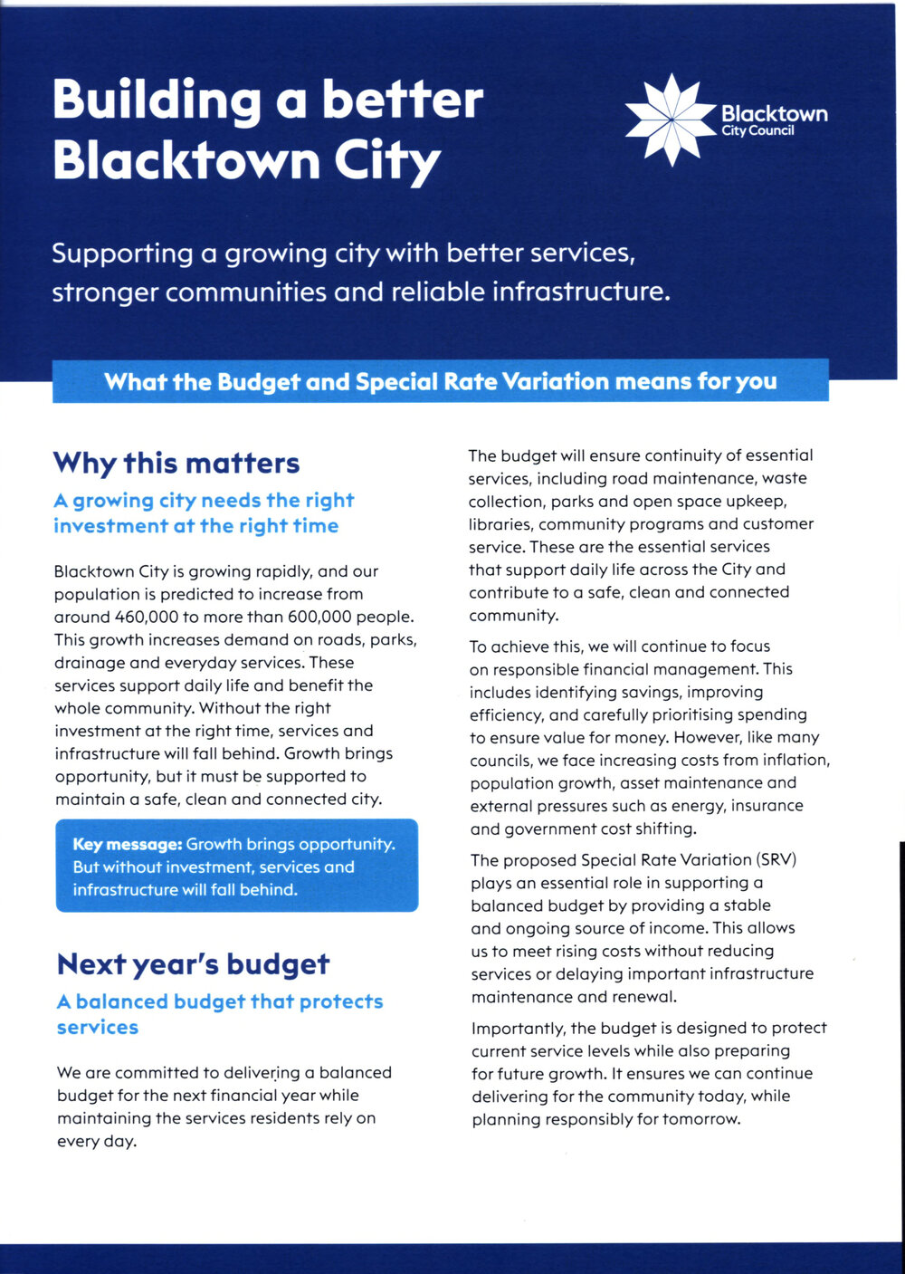 Blacktown Council budget 2026-27 and rate variation have your say