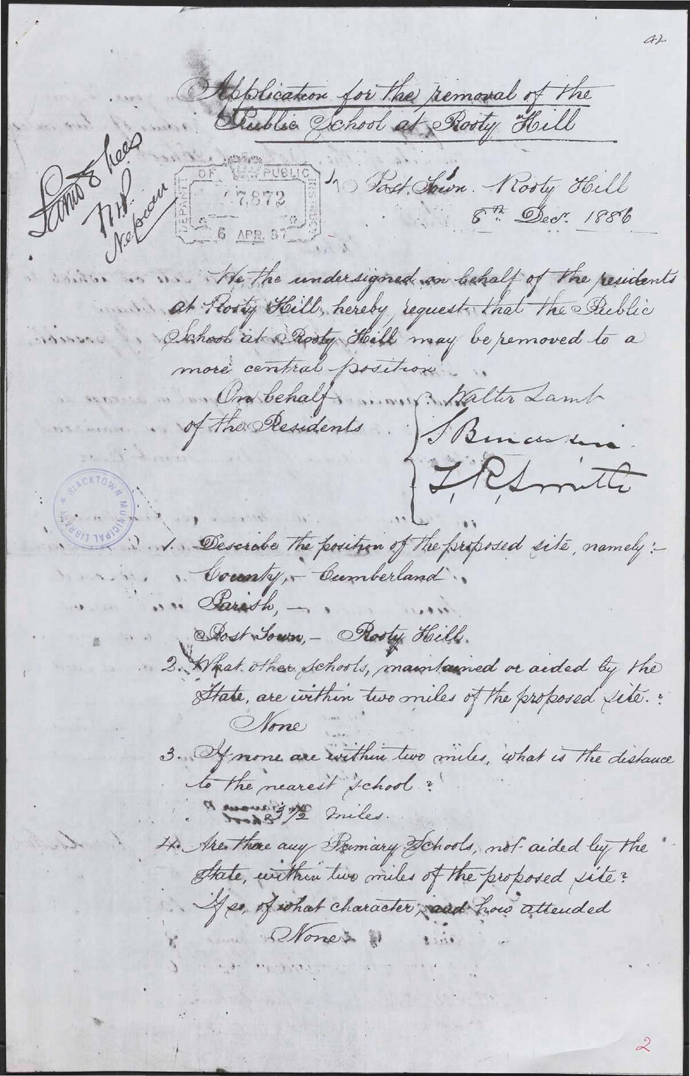 Plumpton Public School establishment documents, 1880s to c1920s