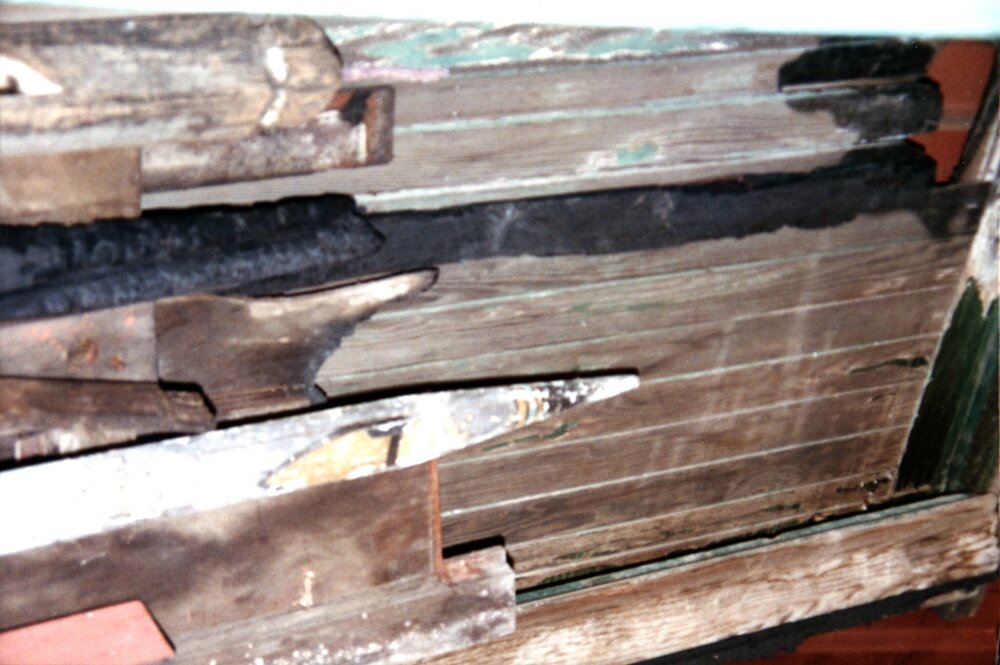 St Bartholomew's fire damaged items in shipping container