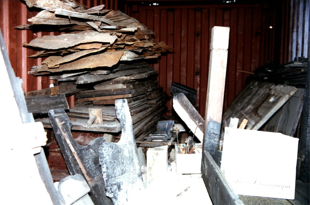 St Bartholomew's fire damaged items in shipping container