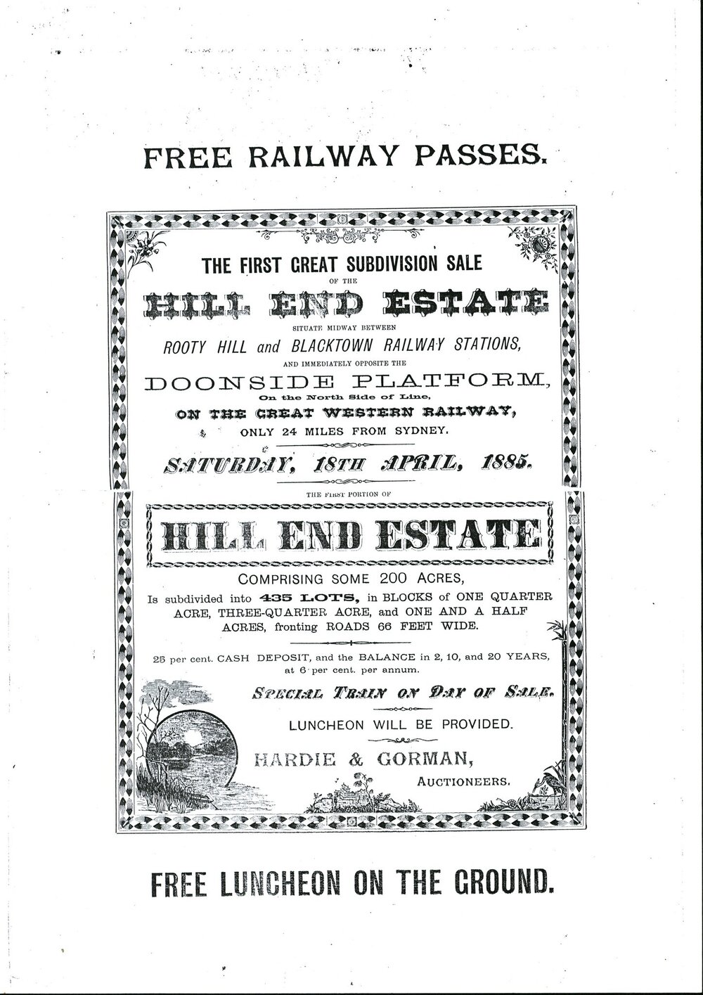 Hill End Estate sales poster, 1885