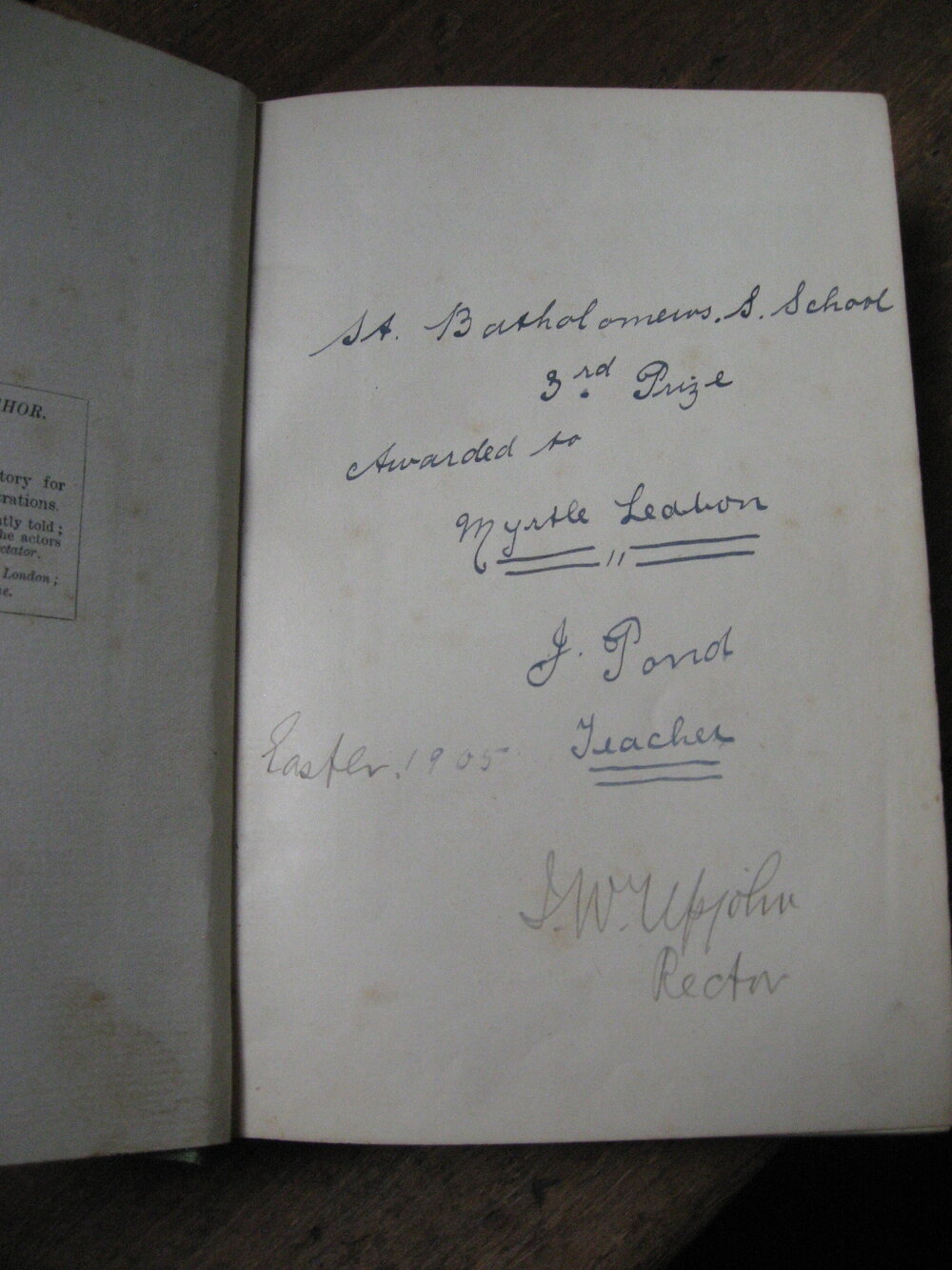 Sunday School book, 1905