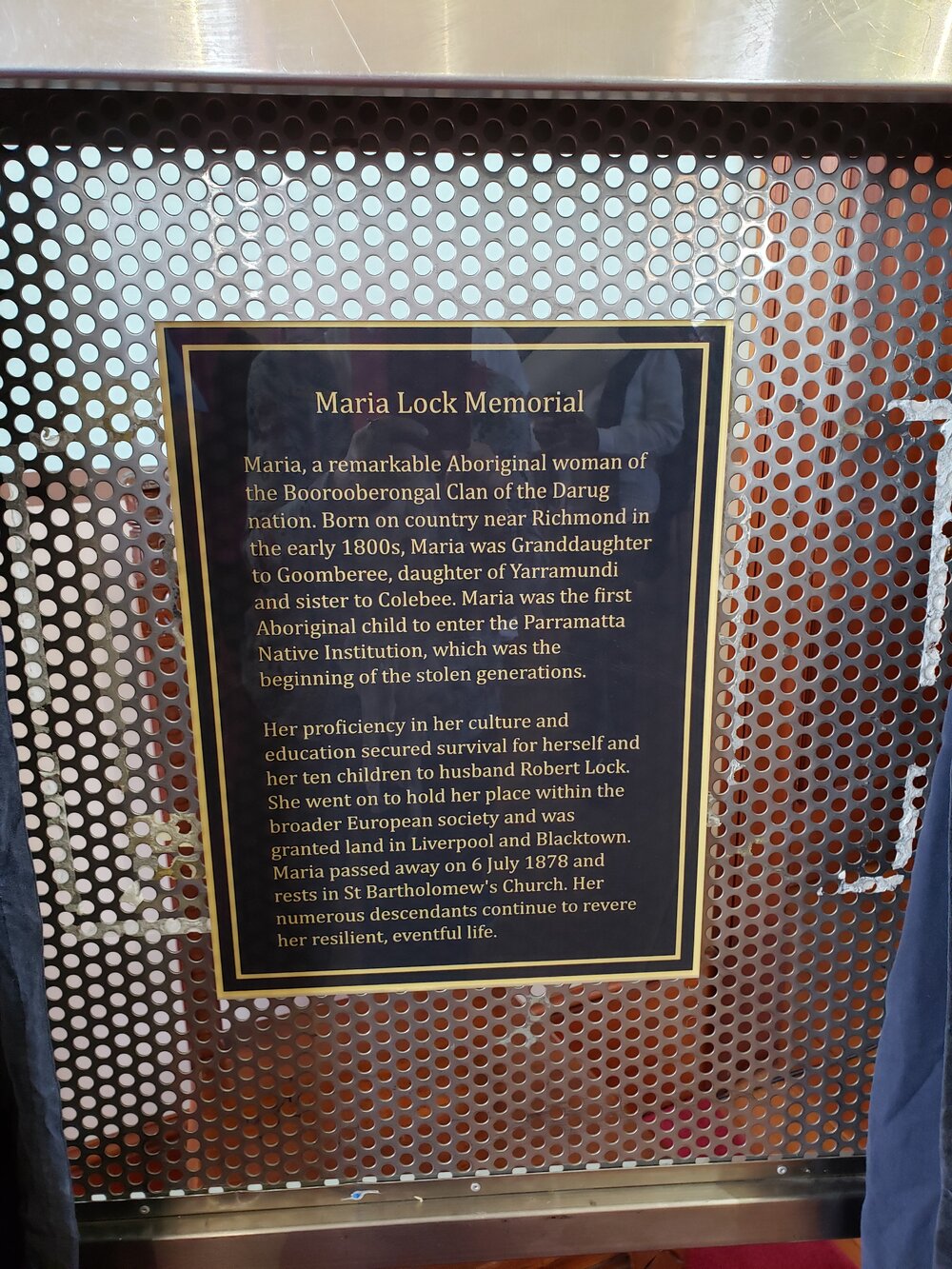 Maria Lock Memorial plaque