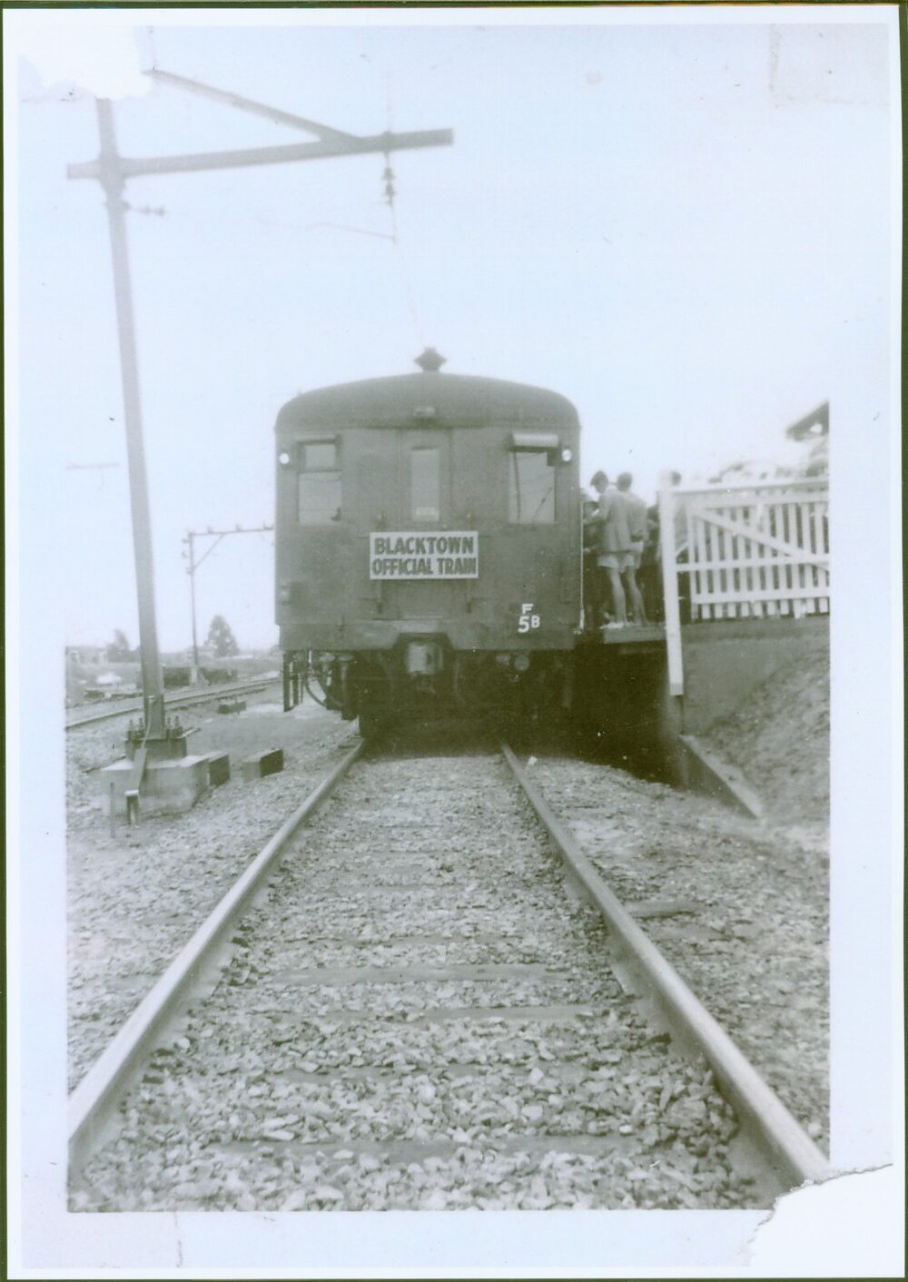 First electric train at Blacktown, 1955