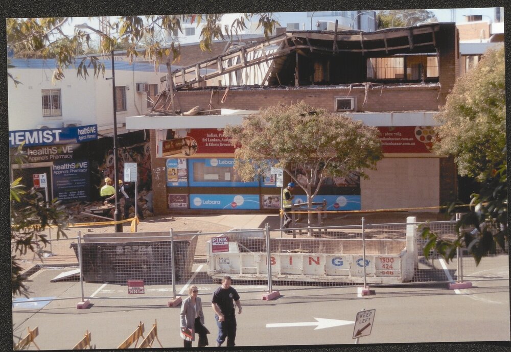 Fire damage to shop in Boomerang Place, Seven Hills, 2017