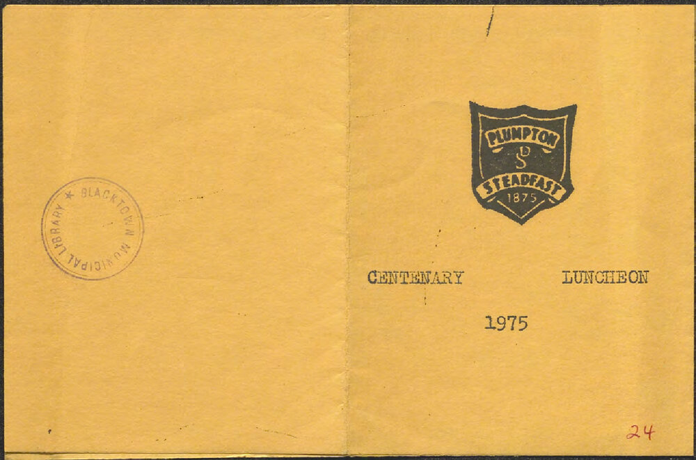 Plumpton Public School Centenary luncheon, 1975