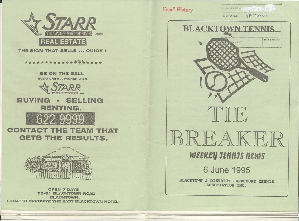 Blacktown Tennis Tie Breaker Newsletter - 6 June 1995