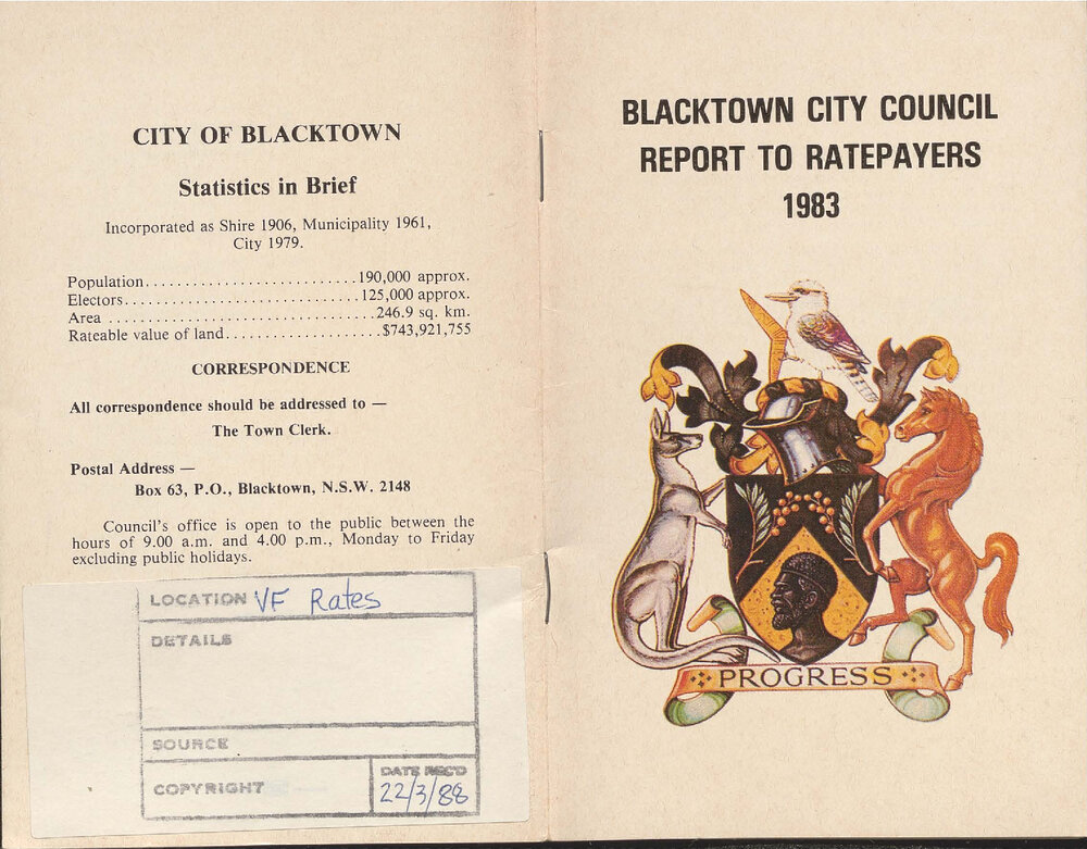 Blacktown City Council Report to Ratepayers, 1983