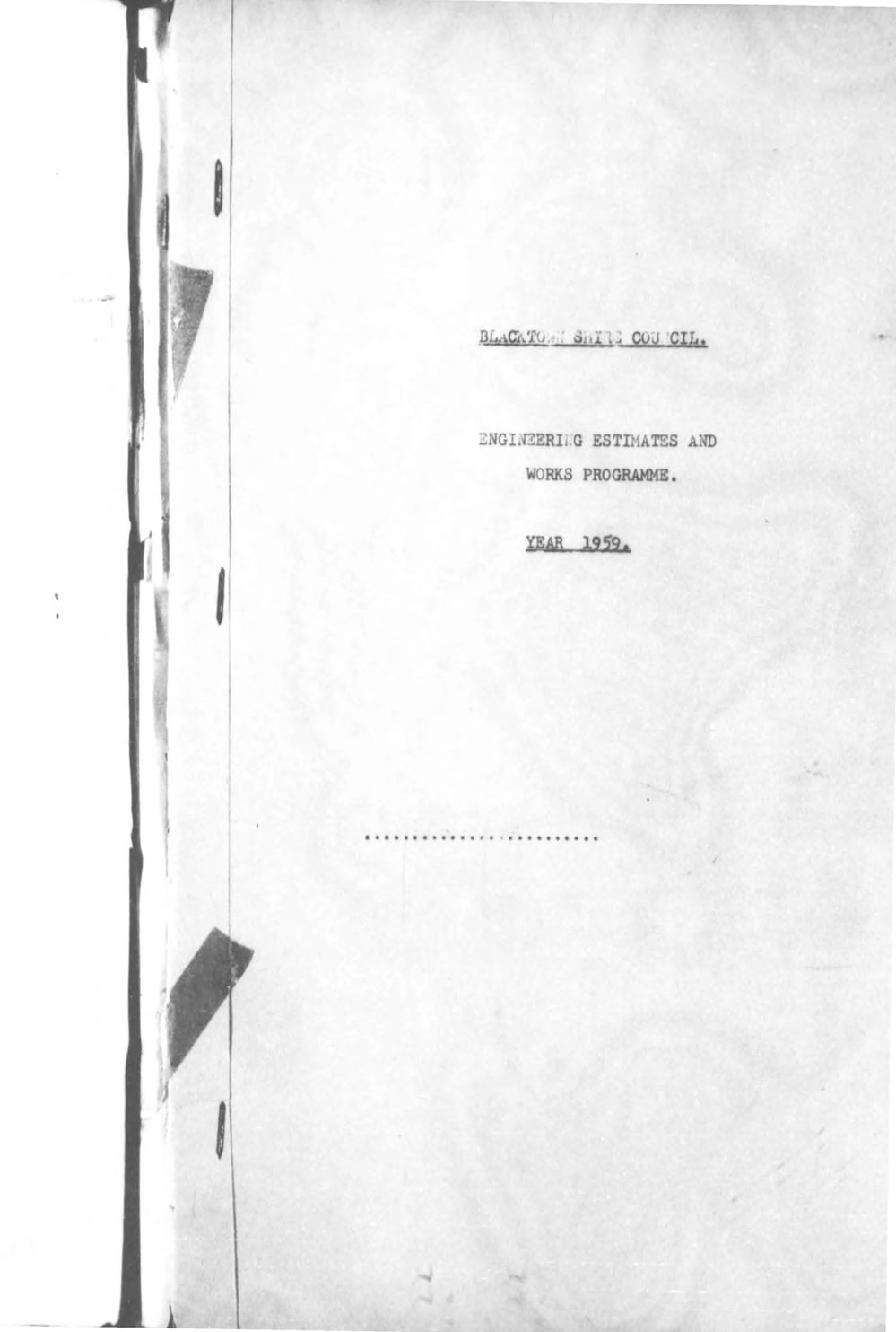Blacktown Shire Council Minutes, Engineering Estimates and Works Programme, 1959 