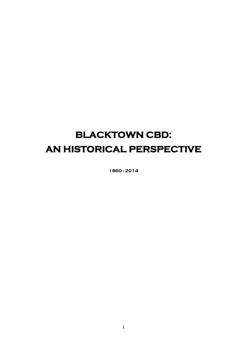 Blacktown CBD: an historical perspective 1860-2014