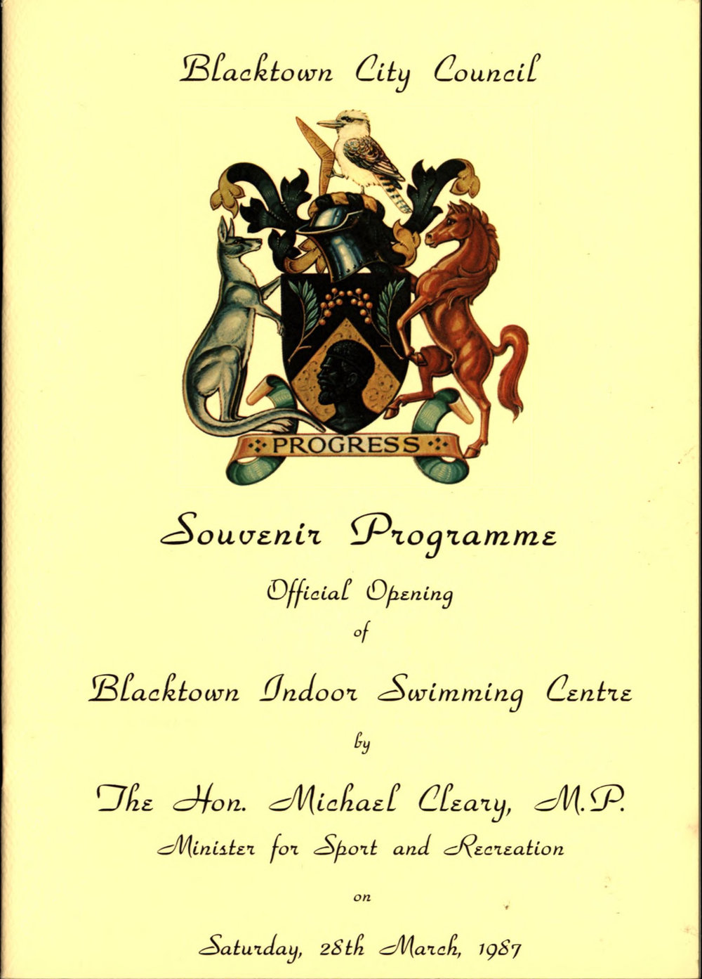 Blacktown Indoor Swimming Centre, official opening