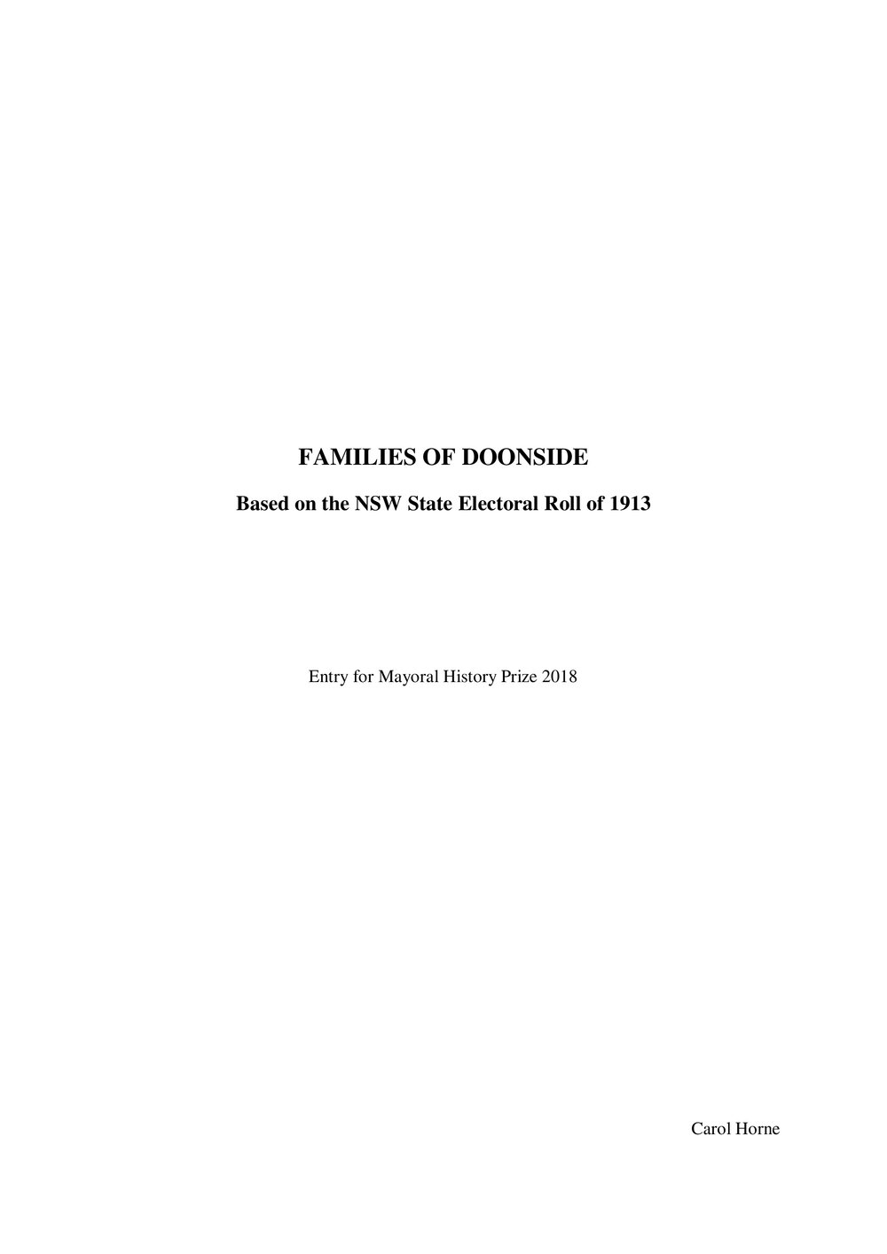 Families of Doonside, 2018