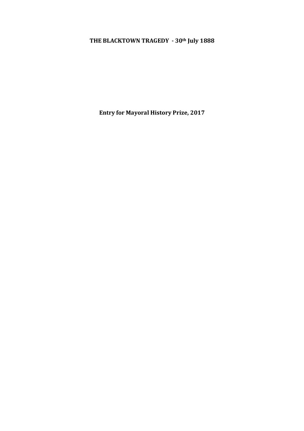 The Blacktown tragedy, 30 July 1888