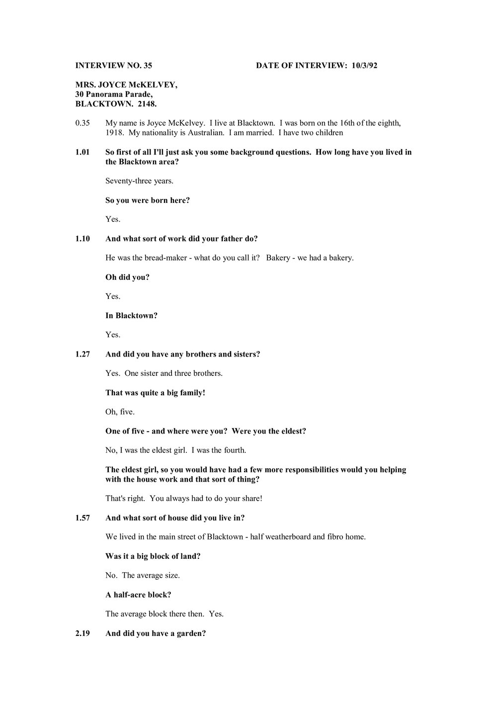 Transcript of Oral History with Joyce McKelvey