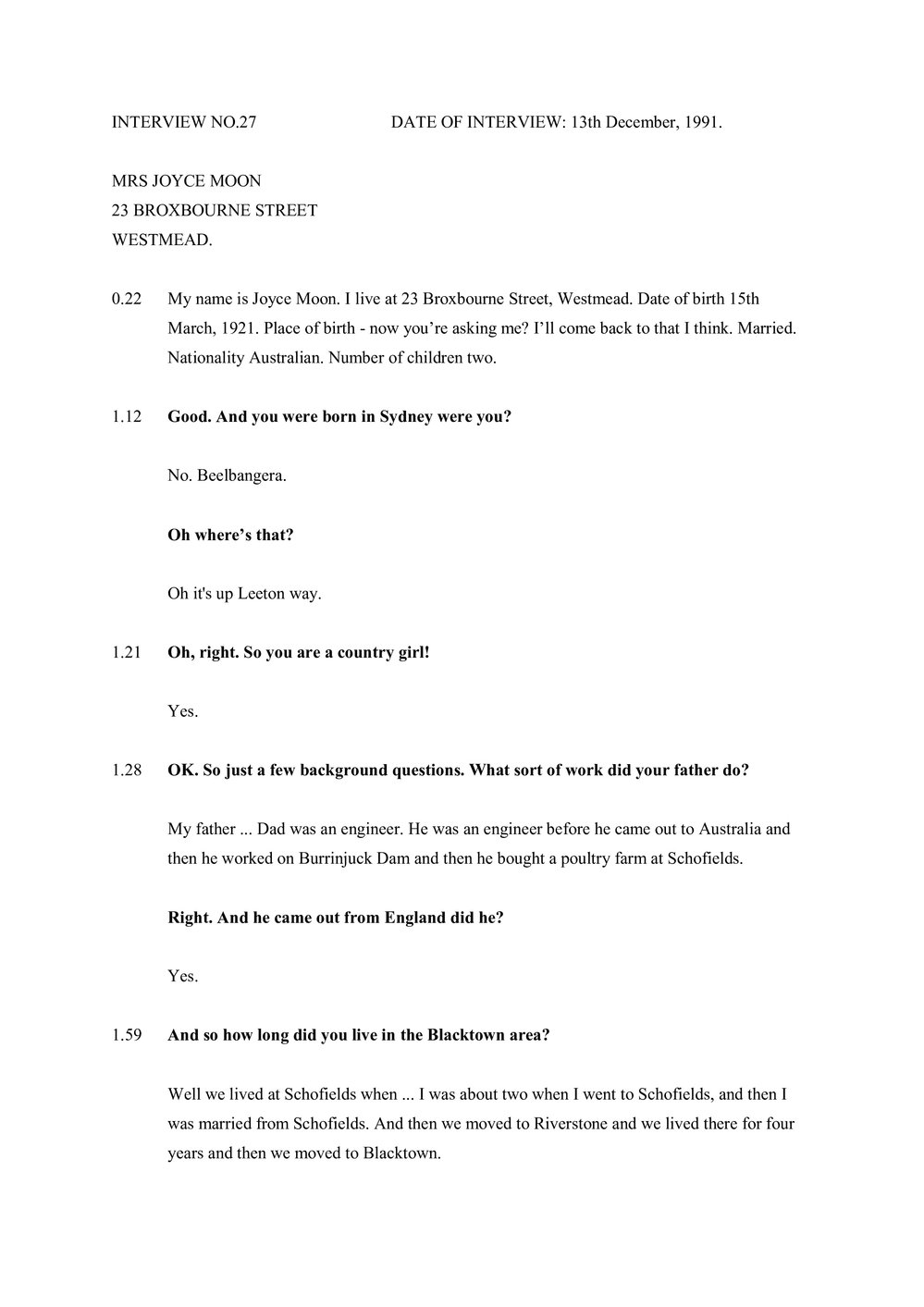 Transcript of Oral History with Joyce Moon 