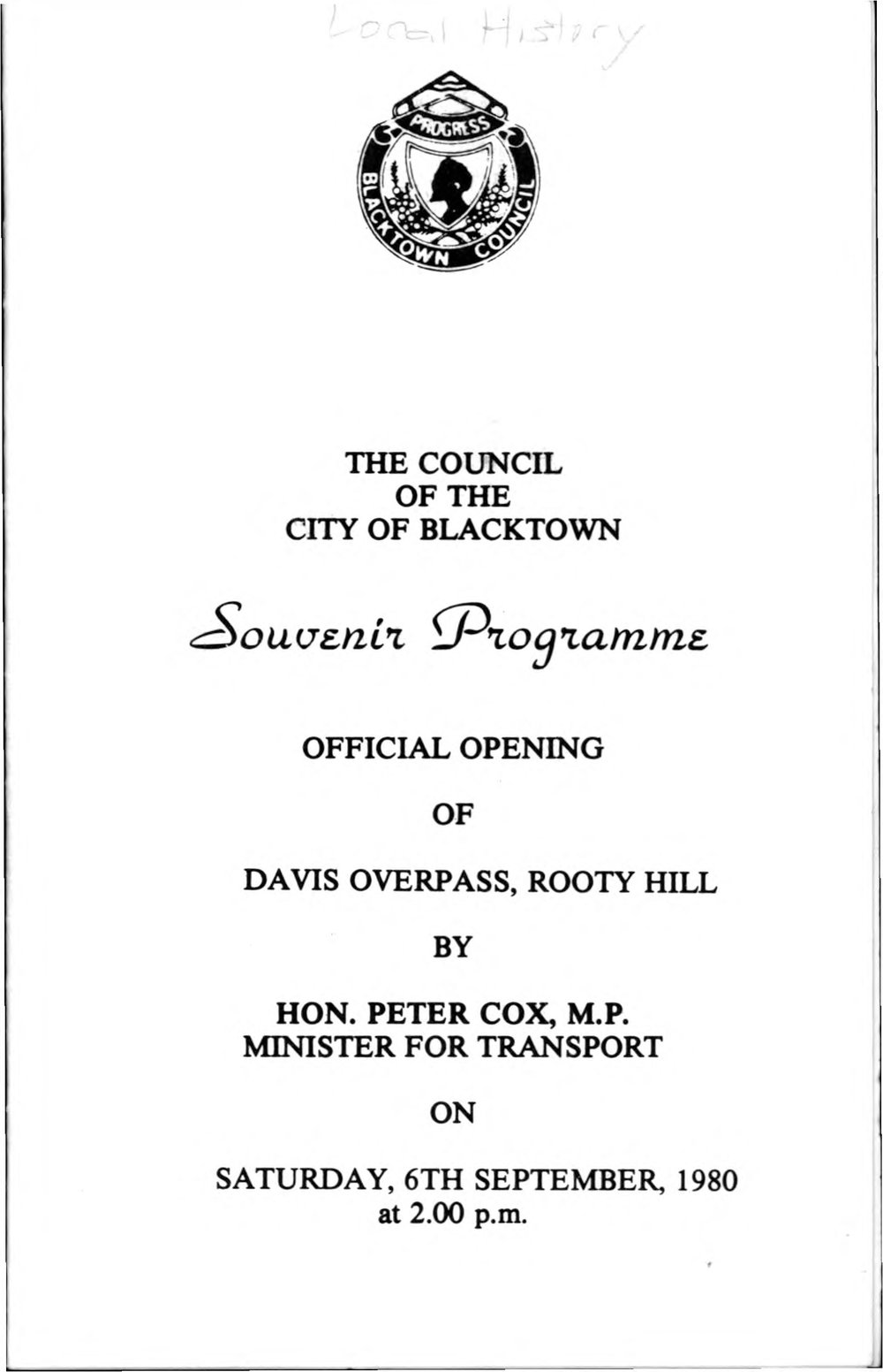 Davis Overpass, Rooty Hill - Official opening