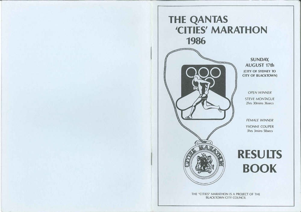 Qantas 'Cities' Marathon Results Book, 1986